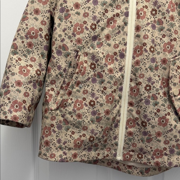 Zara Girls Floral Hooded Raincoat - Beige Pink - Picture 2 of 9